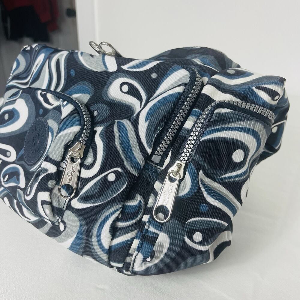 Kipling Gabbie Blue Eye Print Travel Crossbody Bag Purse Multi Pocket Monkey - Picture 7 of 14